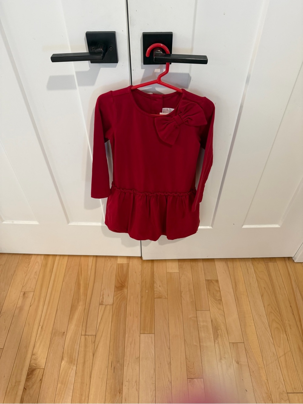 NWT Janie and Jack Girls Red Long-Sleeve Peplum Top with Bow